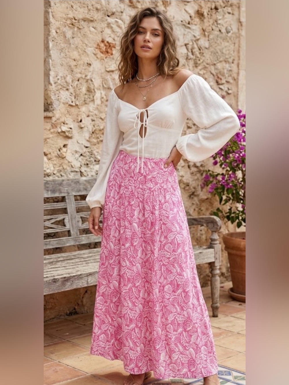 Maxi Skirt, Boho, Floral, Bright